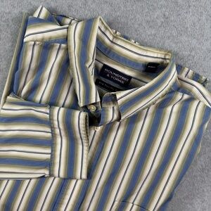 Roundtree & Yorke Men's‎ 80s Two-Ply Fabric Button-Down Striped Shirt XXL